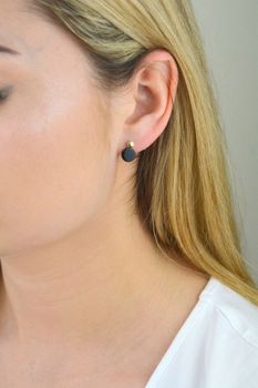 Kolczyki srebrne pozłacane z onyksem DZK256 ONX Z.  Kolczyki srebrne pozłacane. Kolczyki srebrne. Kolczyki srebrne z onyksem (3).JPG